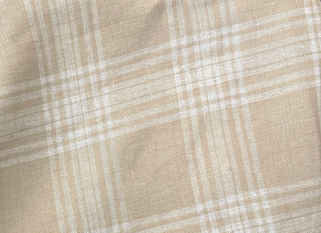 Natural Plaid Double-Face Linen Fabric | Reversible Solid Back | 52" 6264