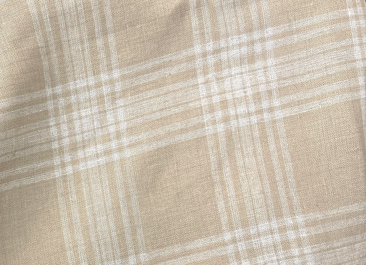 Natural Plaid Double-Face Linen Fabric | Reversible Solid Back | 52" 6264
