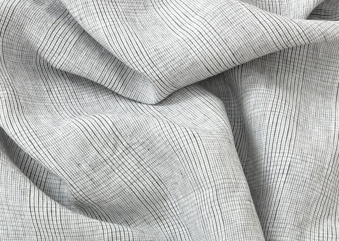 Grey Houndstooth Glen Plaid Linen Fabric – 100% Linen 8046 8500