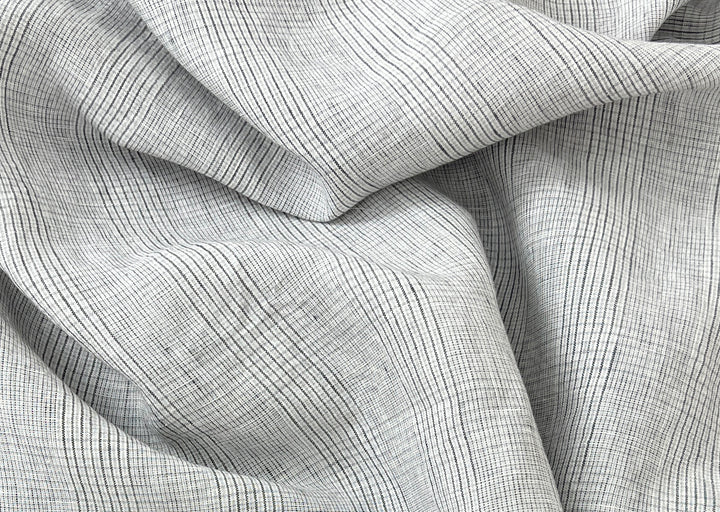 Grey Houndstooth Glen Plaid Linen Fabric – 100% Linen 8046 8500