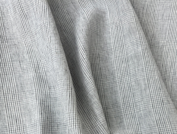 Grey Houndstooth Glen Plaid Linen Fabric – 100% Linen 8046 8500