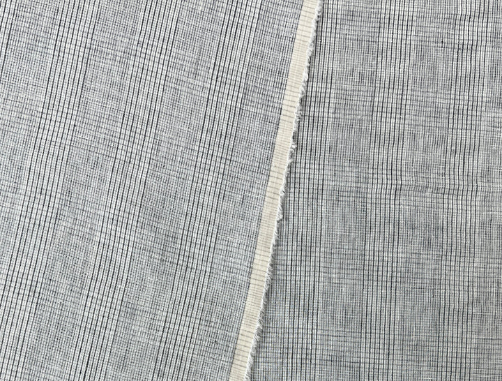 Grey Houndstooth Glen Plaid Linen Fabric – 100% Linen 8046 8500