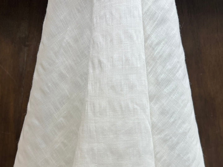 White Linen Ramie Blend Fabric | Subtle Weft Stripe & Gentle Wrinkle Effect | 51" 4196