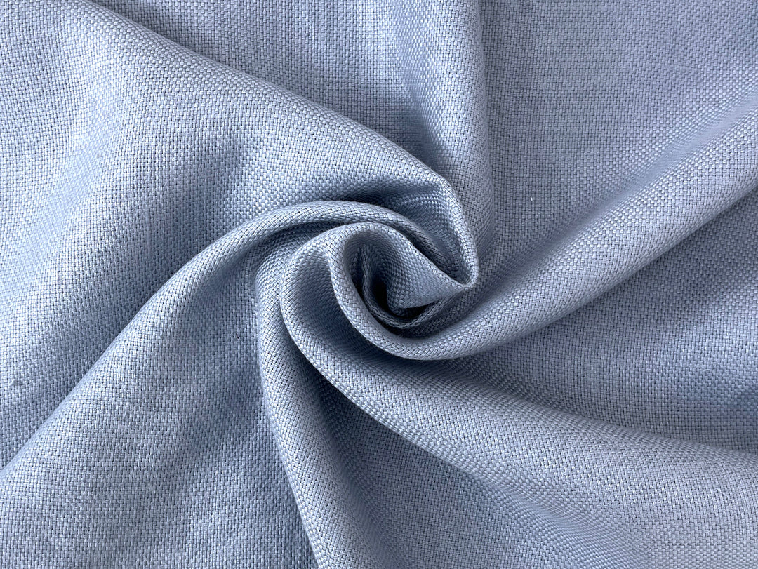 Pale Slate Blue Heavyweight 100% Linen Fabric | Basketweave | 44"
