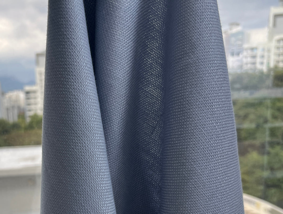 Pale Slate Blue Heavyweight 100% Linen Fabric | Basketweave | 44"