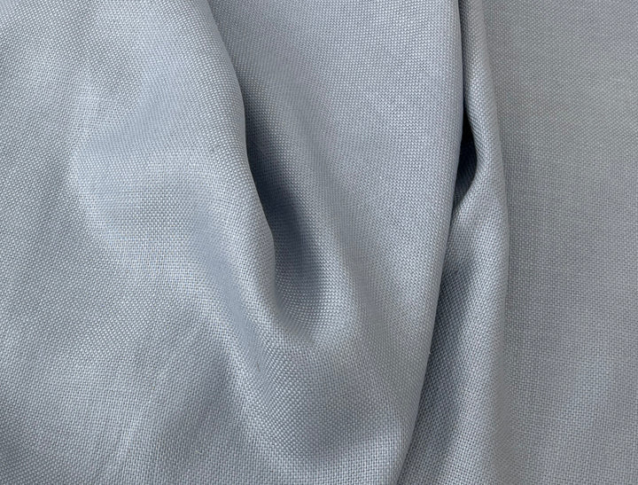 Pale Slate Blue Heavyweight 100% Linen Fabric | Basketweave | 44"