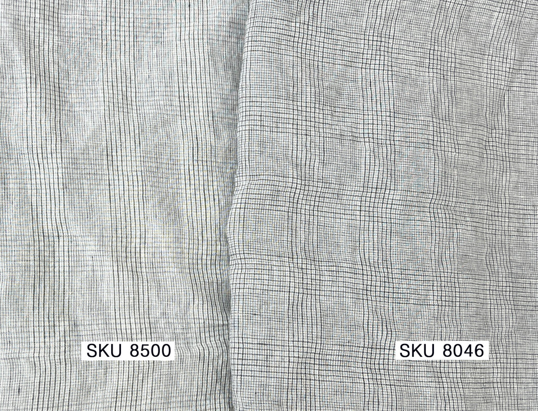 Grey Houndstooth Glen Plaid Linen Fabric – 100% Linen 8046 8500