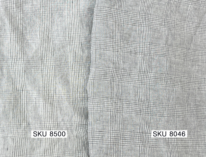 Grey Houndstooth Glen Plaid Linen Fabric – 100% Linen 8046 8500