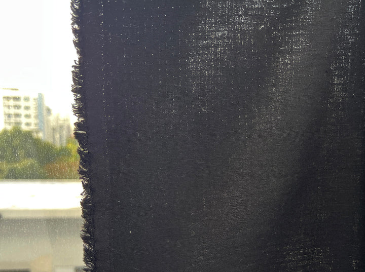Black Double-Face Linen Cotton Blend Fabric | Medium-Heavy Weight | Subtle Stretch 6084
