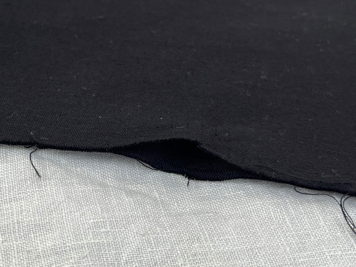 Black Double-Face Linen Cotton Blend Fabric | Medium-Heavy Weight | Subtle Stretch 6084