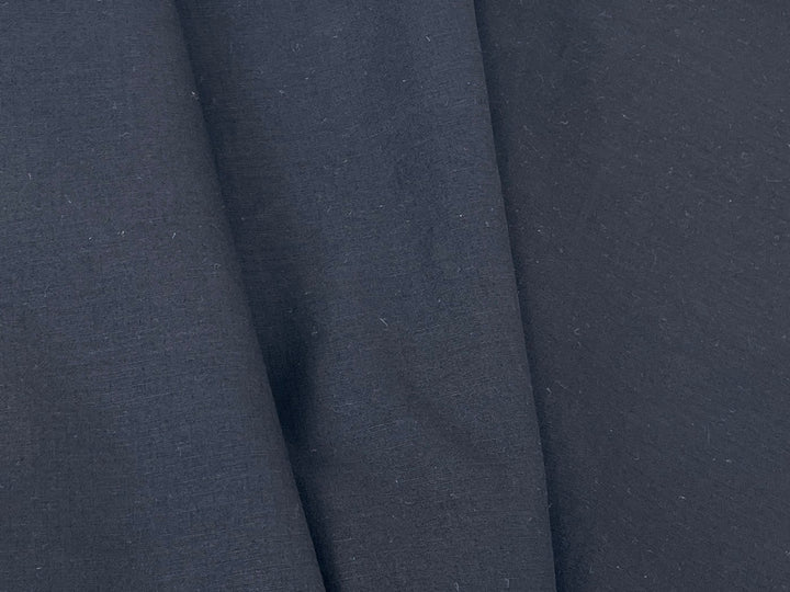 Black Double-Face Linen Cotton Blend Fabric | Medium-Heavy Weight | Subtle Stretch 6084
