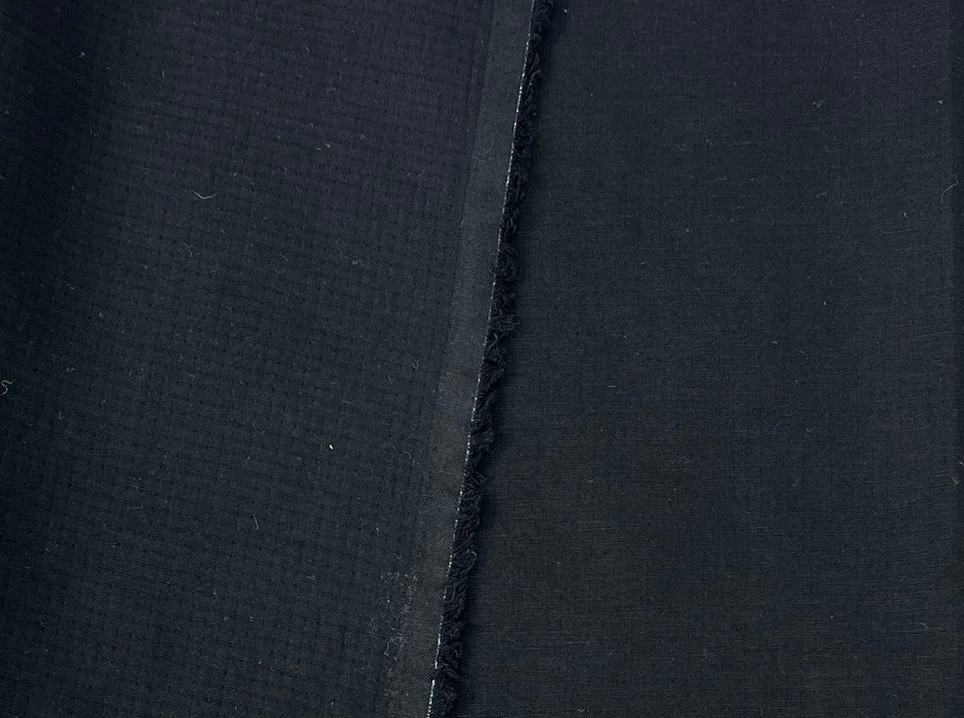 Black Double-Face Linen Cotton Blend Fabric | Medium-Heavy Weight | Subtle Stretch 6084