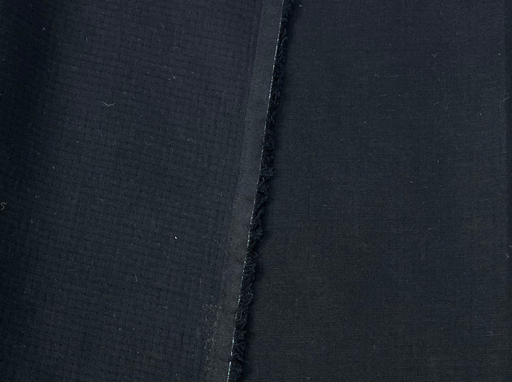 Black Double-Face Linen Cotton Blend Fabric | Medium-Heavy Weight | Subtle Stretch 6084