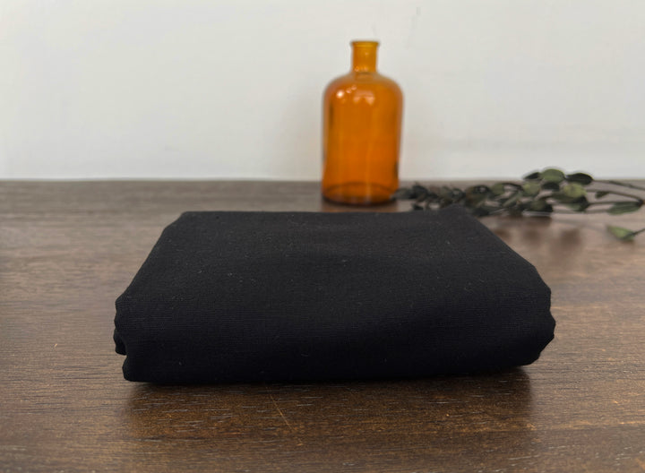 Black Double-Face Linen Cotton Blend Fabric | Medium-Heavy Weight | Subtle Stretch 6084