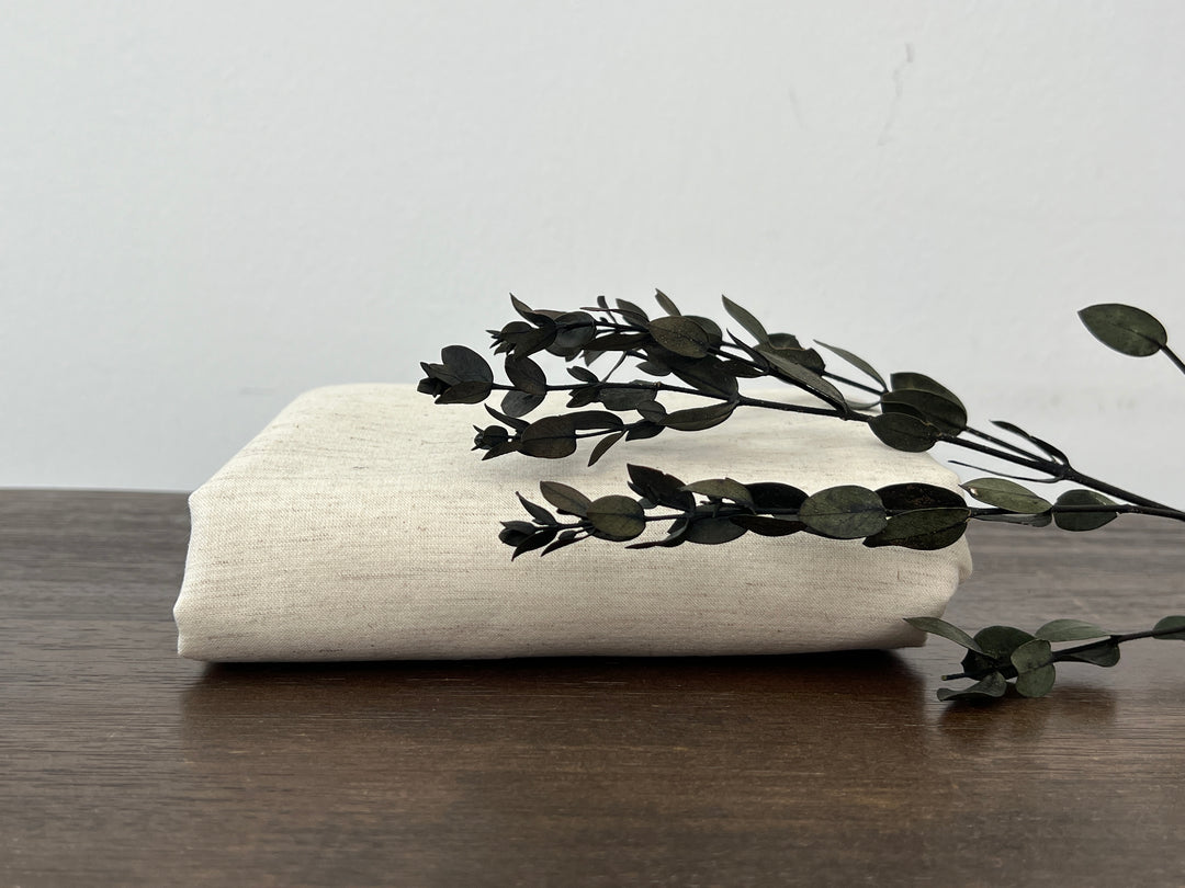 Natural Ivory Double-Face Linen Cotton Fabric | Plain Weave Face & Canvas Back | 320g | 42"   146