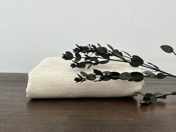 Natural Ivory Double-Face Linen Cotton Fabric | Plain Weave Face & Canvas Back | 320g | 42"   146