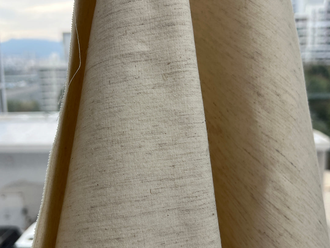 Natural Ivory Double-Face Linen Cotton Fabric | Plain Weave Face & Canvas Back | 320g | 42"   146
