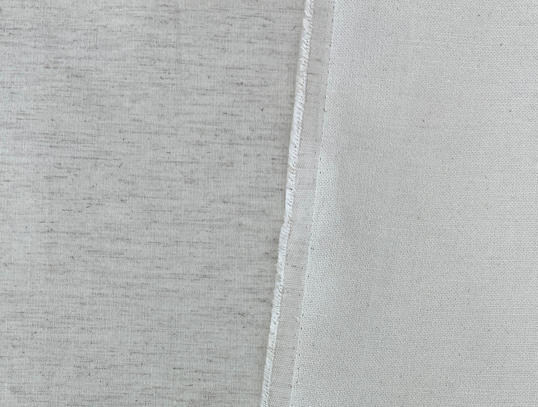 Natural Ivory Double-Face Linen Cotton Fabric | Plain Weave Face & Canvas Back | 320g | 42"   146