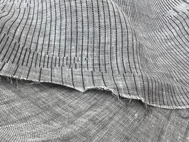 100% Linen Chambray Fabric | Segmented Stripe Print | Light Weight 4088