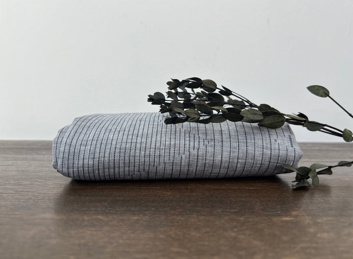 100% Linen Chambray Fabric | Segmented Stripe Print | Light Weight 4088