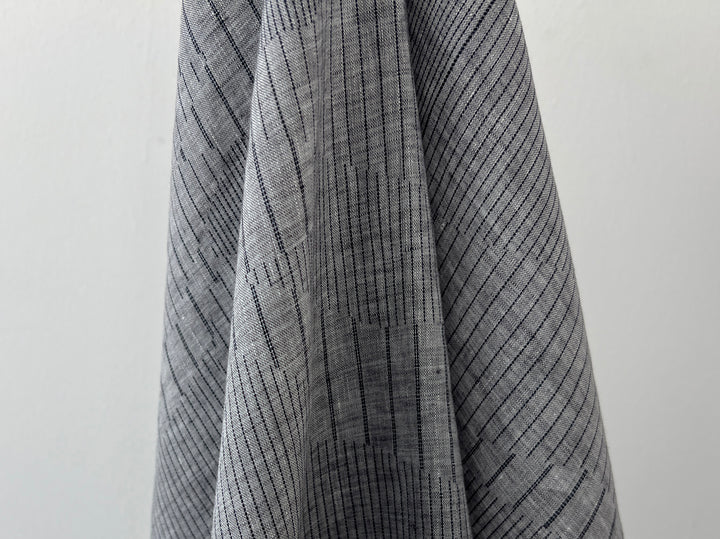 100% Linen Chambray Fabric | Segmented Stripe Print | Light Weight 4088
