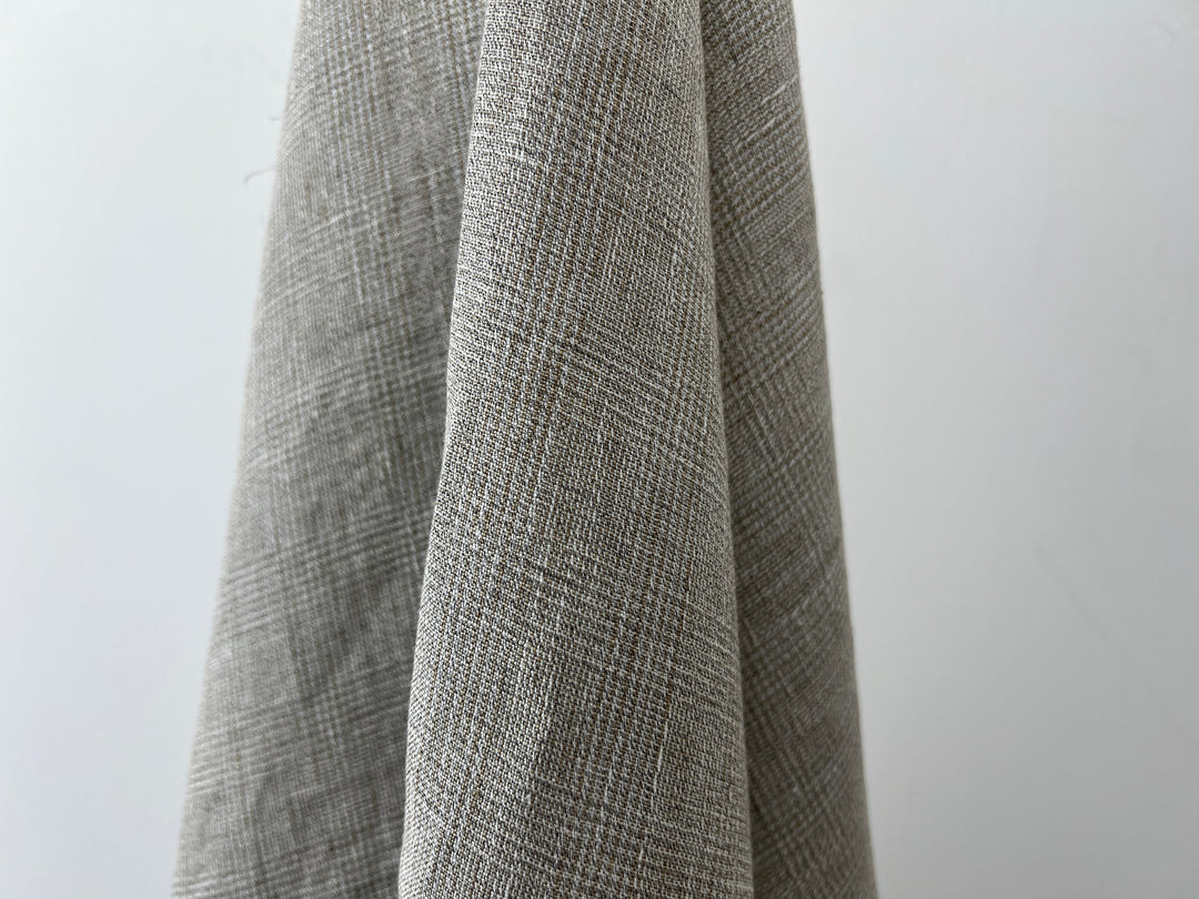 Linen Blend Fabric High Twisted Yarn Navy Glen Plaid Medium Weight 7077 7839 7078 7563 8330