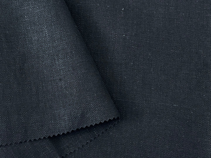 100% Linen Twill Black Fabric | Medium-to-Heavyweight | 52''  7907