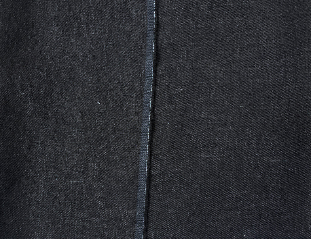 100% Linen Twill Black Fabric | Medium-to-Heavyweight | 52''  7907