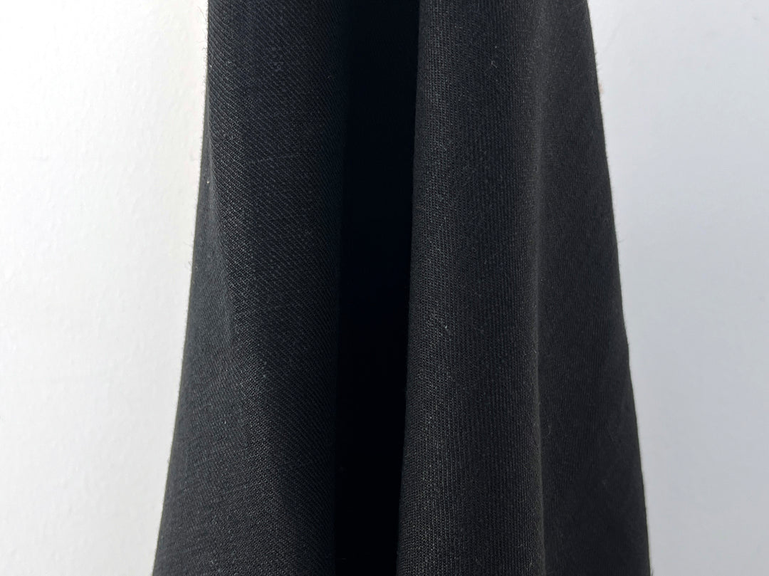 100% Linen Twill Black Fabric | Medium-to-Heavyweight | 52''  7907