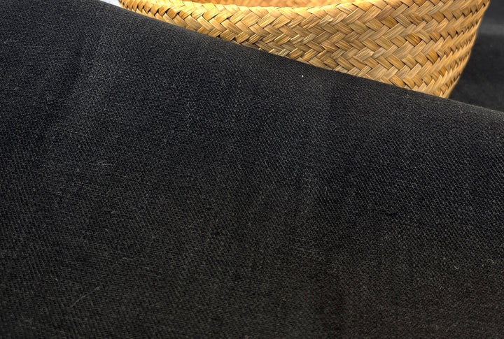 100% Linen Twill Black Fabric | Medium-to-Heavyweight | 52''  7907