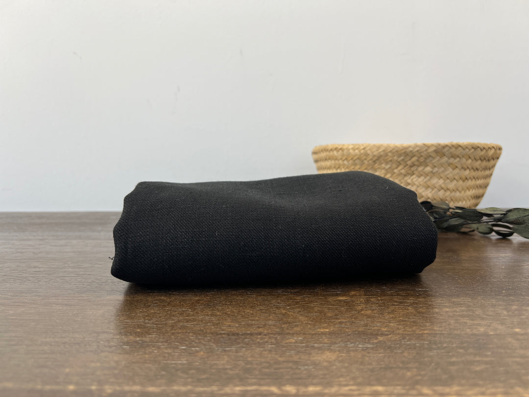 100% Linen Twill Black Fabric | Medium-to-Heavyweight | 52''  7907
