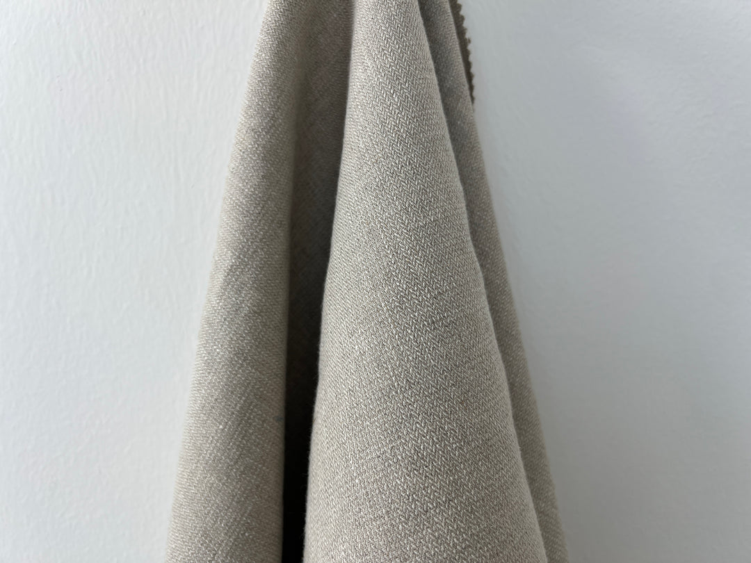 Linen Blend Fabric | Micro Herringbone Twill | Medium Weight | 51"