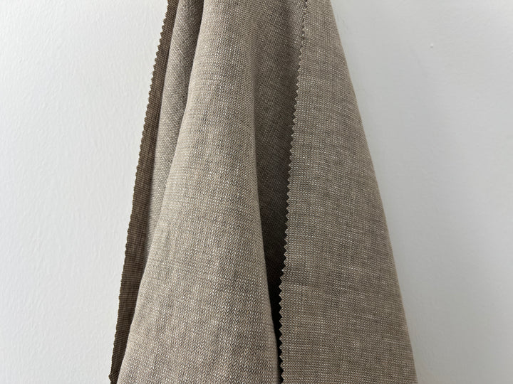 Linen Blend Fabric | Micro Herringbone Twill | Medium Weight | 51"