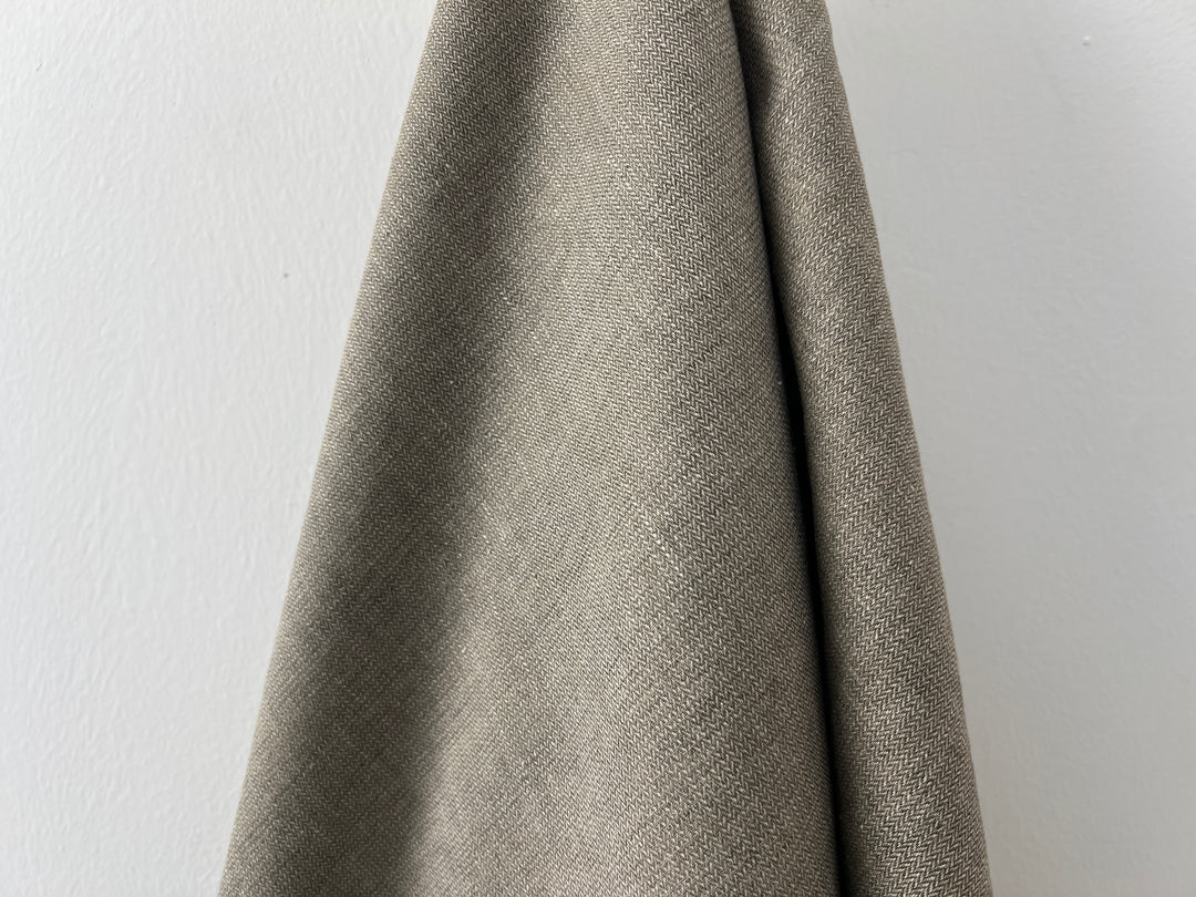 Linen Blend Fabric | Micro Herringbone Twill | Medium Weight | 51"