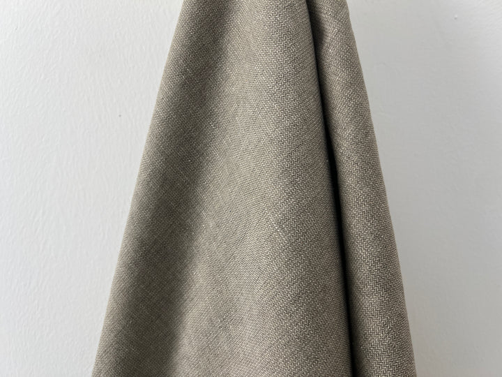 Linen Blend Fabric | Micro Herringbone Twill | Medium Weight | 51"
