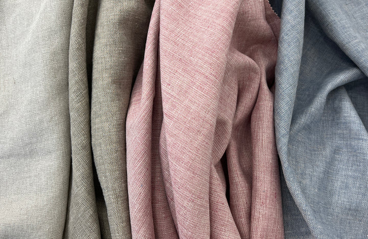 Linen Blend Fabric | Micro Herringbone Twill | Medium Weight | 51"