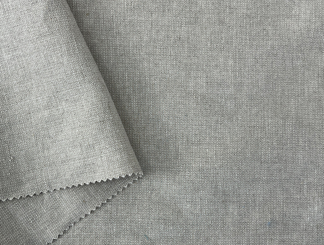 Linen Blend Fabric | Micro Herringbone Twill | Medium Weight | 51"