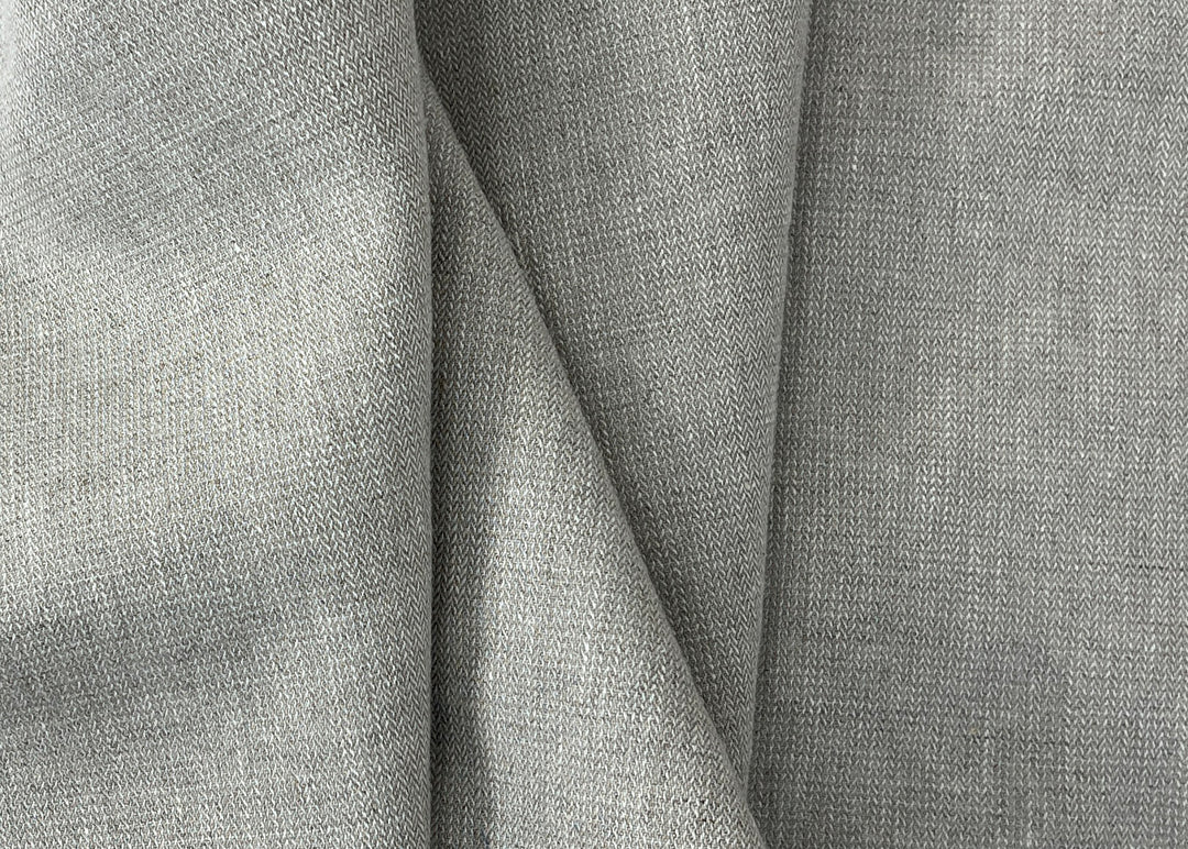 Linen Blend Fabric | Micro Herringbone Twill | Medium Weight | 51"