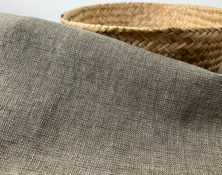 Linen Blend Fabric | Micro Herringbone Twill | Medium Weight | 51"
