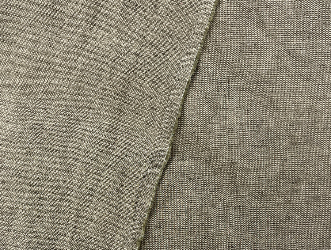 Linen Blend Fabric | Micro Herringbone Twill | Medium Weight | 51"