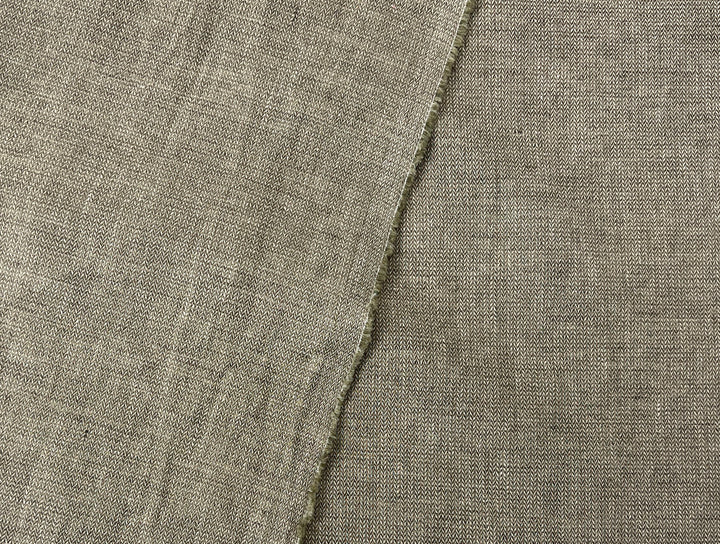 Linen Blend Fabric | Micro Herringbone Twill | Medium Weight | 51"