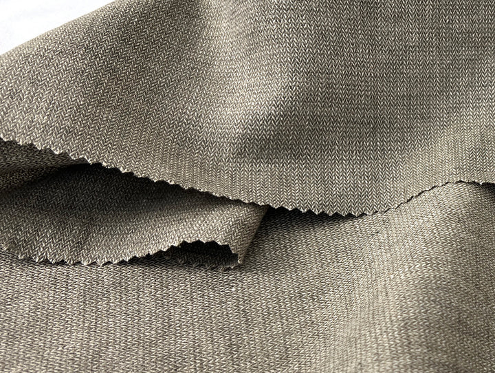 Linen Blend Fabric | Micro Herringbone Twill | Medium Weight | 51"