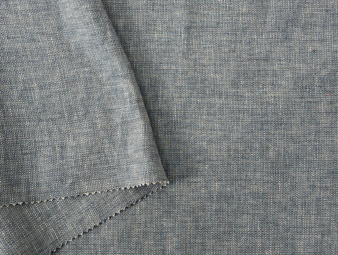Linen Blend Fabric | Micro Herringbone Twill | Medium Weight | 51"