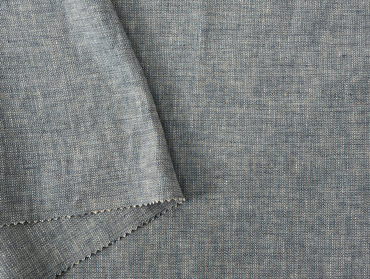 Linen Blend Fabric | Micro Herringbone Twill | Medium Weight | 51"