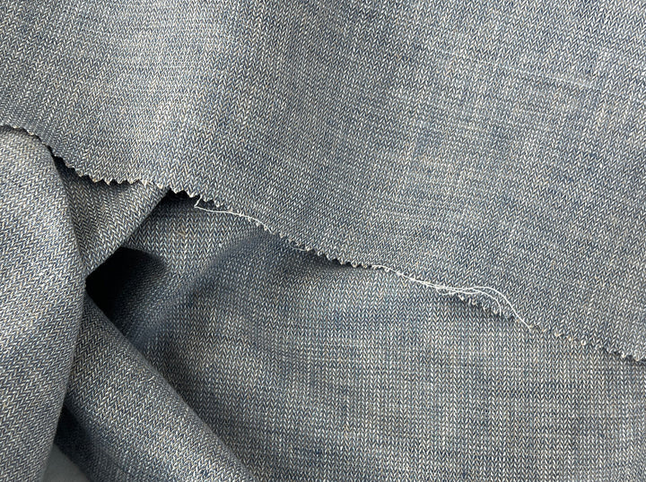 Linen Blend Fabric | Micro Herringbone Twill | Medium Weight | 51"