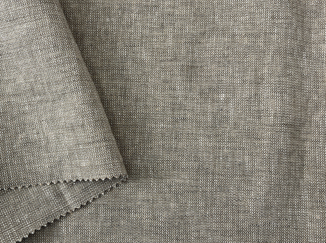 Linen Blend Fabric | Micro Herringbone Twill | Medium Weight | 51"