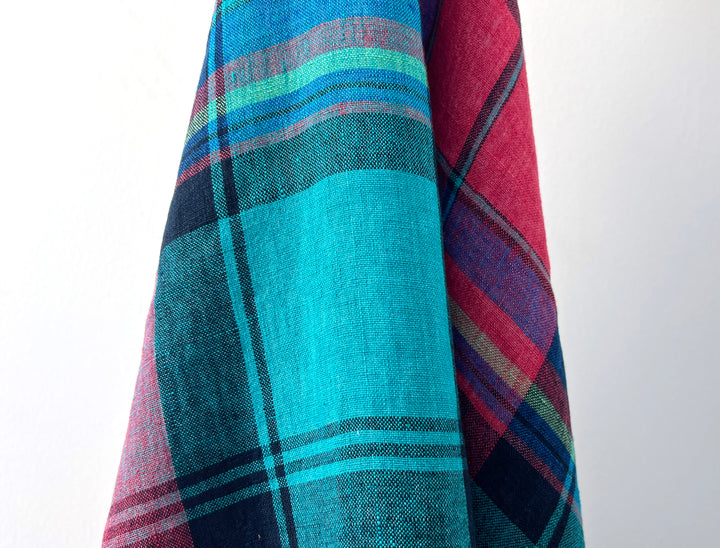 Delavé Dyed 100% Linen Plaid Fabric | Medium to Slightly Heavy Weight | 52"  7980