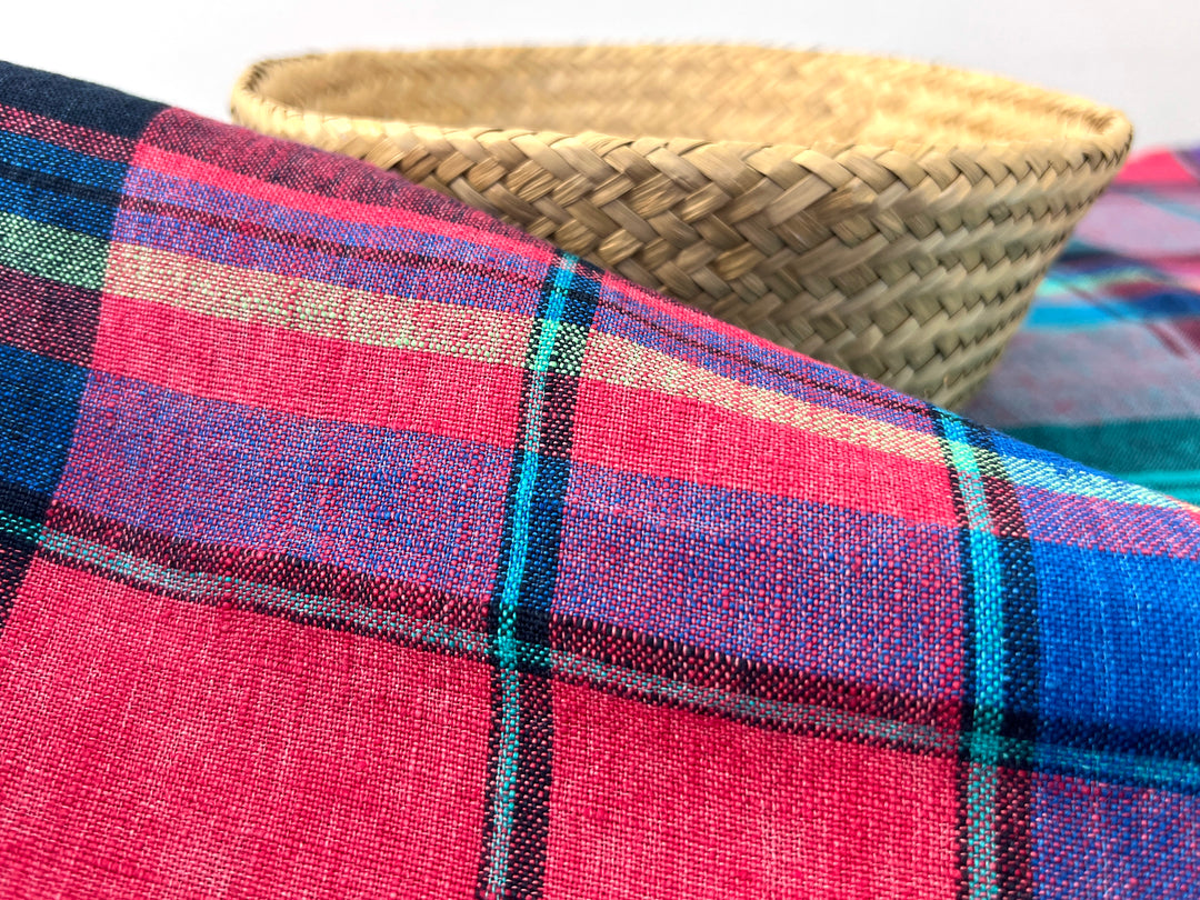 Delavé Dyed 100% Linen Plaid Fabric | Medium to Slightly Heavy Weight | 52"  7980