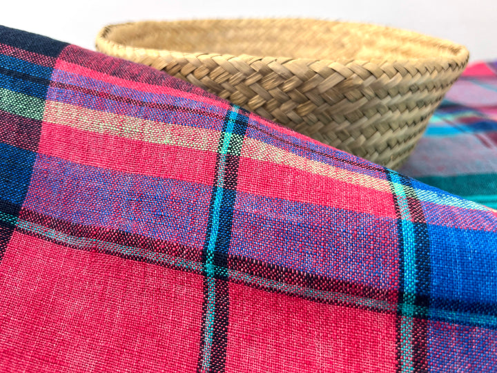 Delavé Dyed 100% Linen Plaid Fabric | Medium to Slightly Heavy Weight | 52"  7980