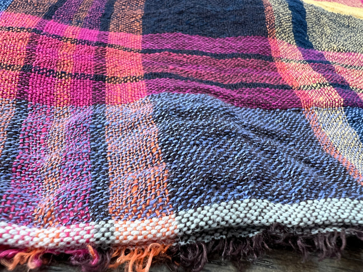 Multi-Tonal Plaid Linen Blend Fabric | Natural Wrinkle and Subtle Stretch | Light Weight  8388